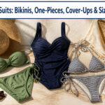 An assortment of bathing suits in different styles and colors.