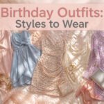 A birthday outfit displayed with various styles and accessories.