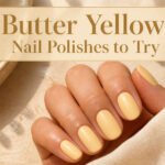 Various bottles of butter yellow nail polishes displayed together.