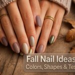 Various fall nail designs featuring deep colors and unique textures.