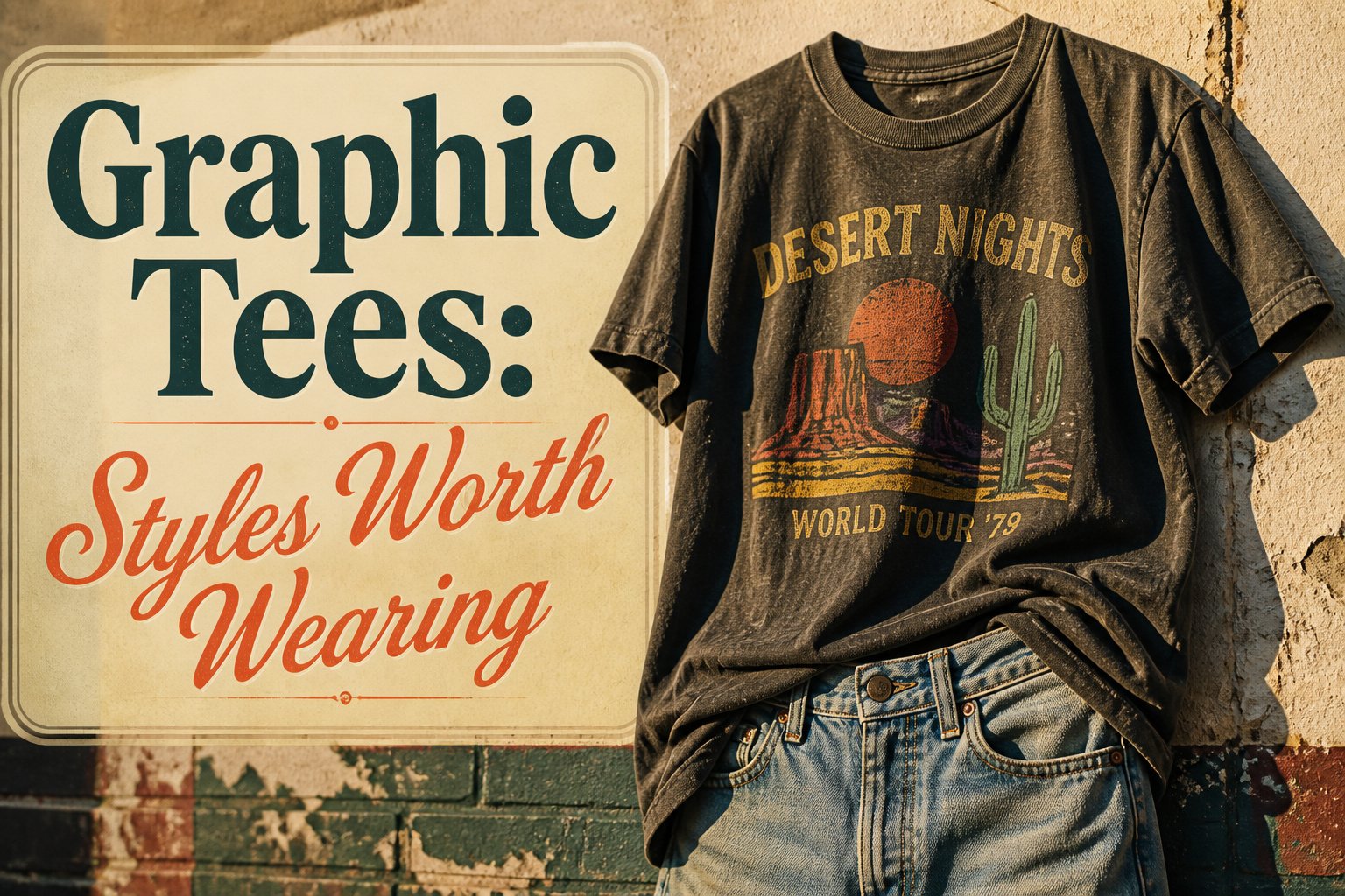 A display of different graphic tees featuring various designs and colors.