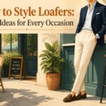 A collection of loafers styled with different outfits in a fashion article.